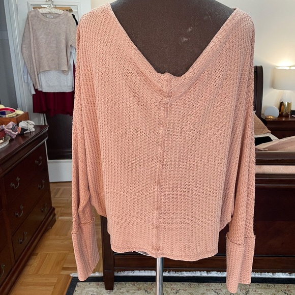 Free People Pink Waffle Knit Blouse - Picture 6 of 15